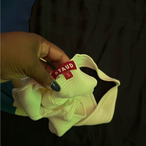 STAUD Sleeveless Maxi Dress in Cream, Yellow, and Blue - Picture 3 of 5